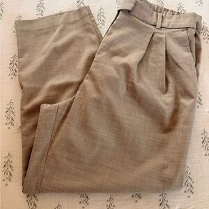 H&M Pleated High-Waist Dress Pants in Light Brown